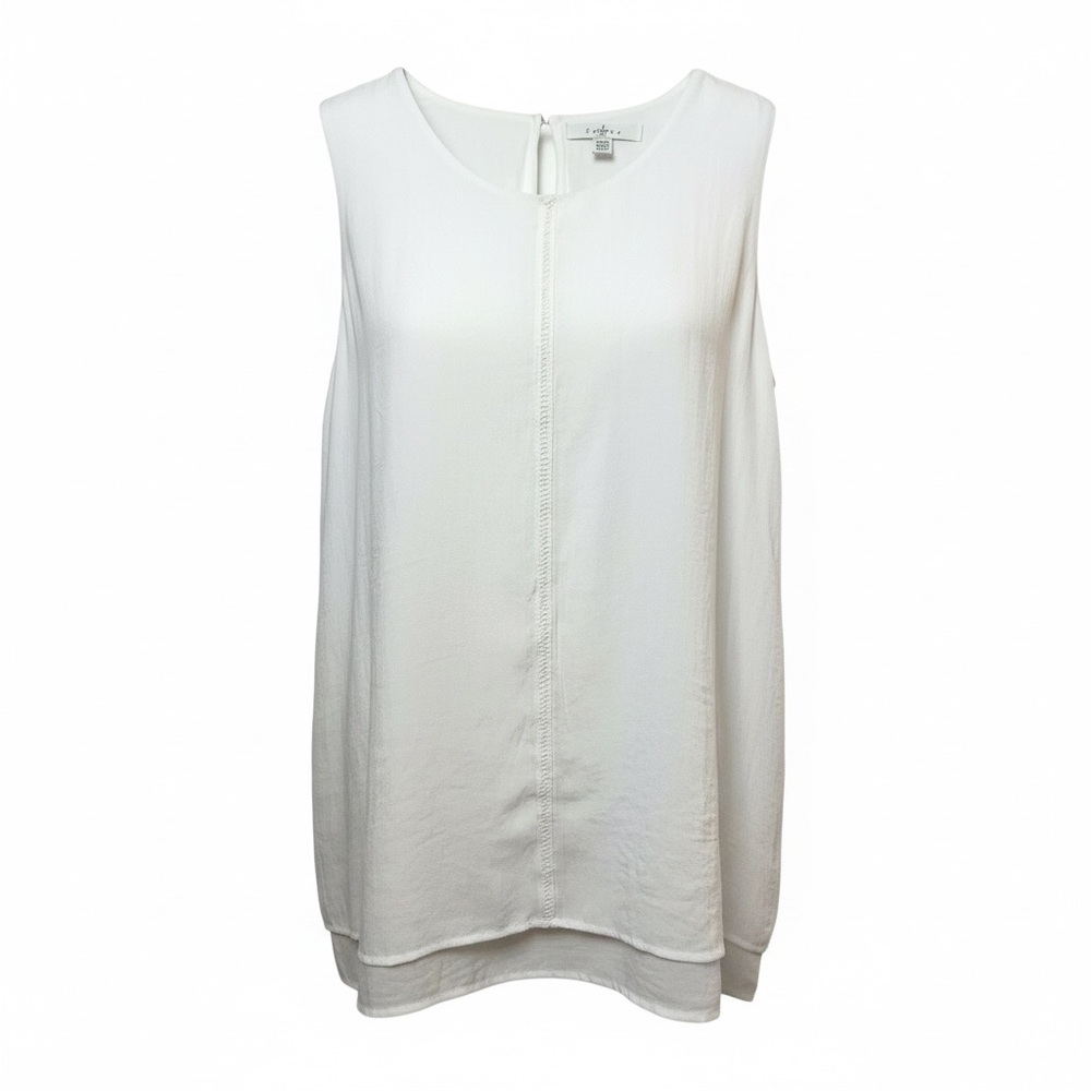Vintage Ivory Shell Cami Sleeveless Blouse Minimalist Capsule Boho Top by Fever